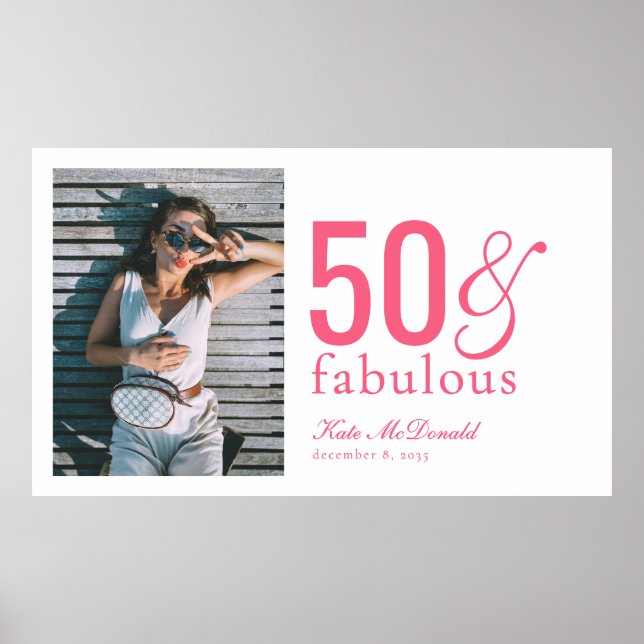 Fifty and Fabulous Photo 50th Birthday Party Poster (Framsidan)