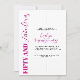 Fifty and Fabulous Pink Black 50th Birthday Party Inbjudningar