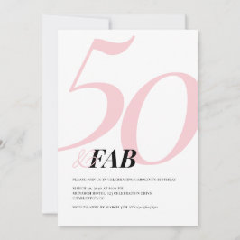 Fifty and Fabulous Pink Bold Birthday Invitation Inbjudningar