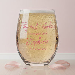 Fifty and Fabulous Pink Script