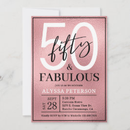 Fifty and Fabulous Rose Gold Script 50th Birthday Inbjudningar