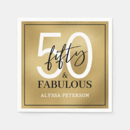 Fifty and Fabulous Script 50th Birthday Pappersservett
