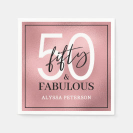 Fifty and Fabulous Script 50th Birthday Pappersservett