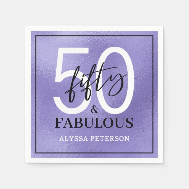 Fifty and Fabulous Script 50th Birthday Pappersservett (Framsidan)