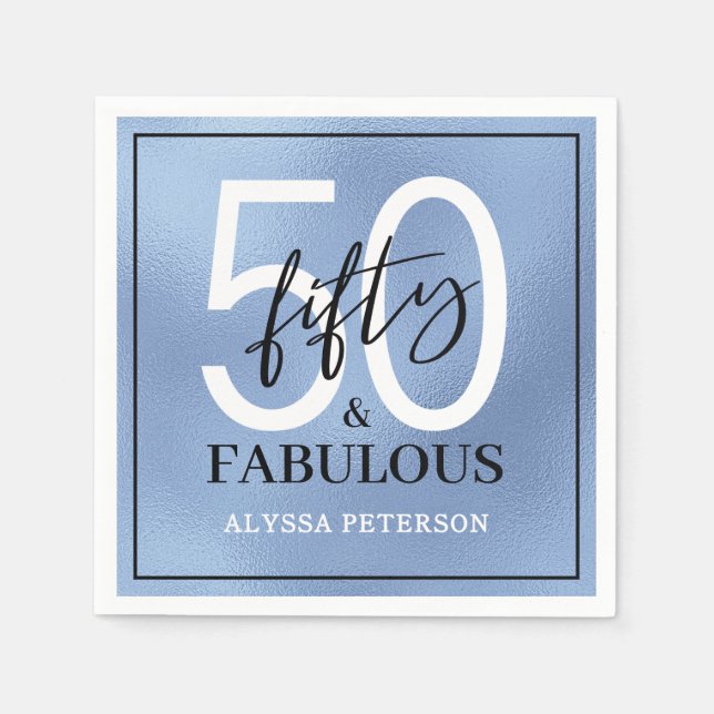 Fifty and Fabulous Script 50th Birthday Pappersservett (Framsidan)
