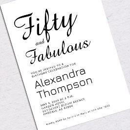 Fifty and Fabulous Script 50th Birthday Party Inbjudningar