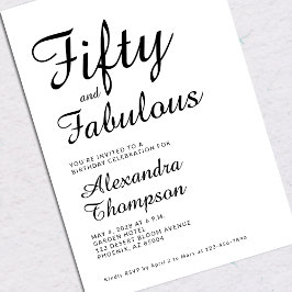 Fifty and Fabulous Script 50th Birthday Party Inbjudningar