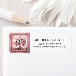 Fifty and Fabulous Script 50th Birthday Returadress Etikett