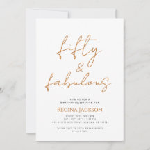 Fifty And Fabulous Script Gold 50th Birthday Party