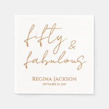 Fifty And Fabulous Script Gold 50th Birthday Party