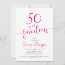 Fifty and Fabulous Script Pink 50th Birthday Party