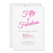 Fifty and Fabulous Script Pink 50th Birthday Party