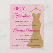 Fifty and Fabulous Script Pink Gold 50th Birthday