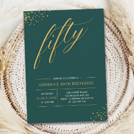Fifty Birthday Gold & Black 50th Birthday Inbjudningar