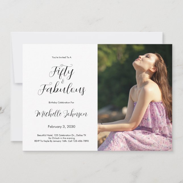 Fifty & Fabulous 50th Birthday Party Inbjudningar (Framsida)