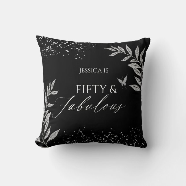 Fifty & Fabulous Black Glam 50th bithday Kudde (Framsida)