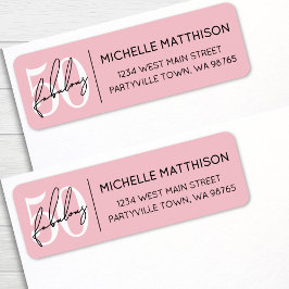 Fifty Fabulous Blush Pink 50th Birthday Address Returadress Etikett