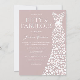 Fifty & Fabulous! Dusty Pink & White 50th Birthday Inbjudningar
