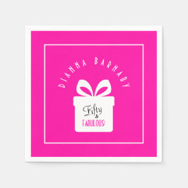 Fifty & FABULOUS Hot Pink 50th Birthday Gift Paper Pappersservett