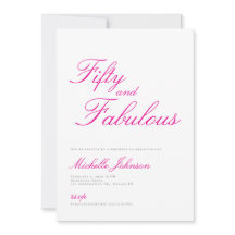Fifty & Fabulous Pink 50th Birthday Party Invitati