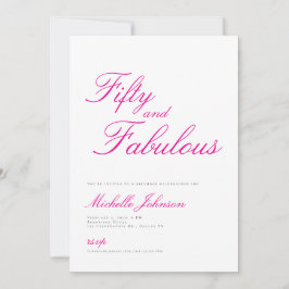 Fifty & Fabulous Pink 50th Birthday Party Invitati Inbjudningar