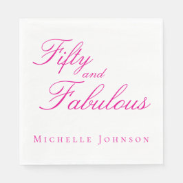 Fifty & Fabulous Pink 50th Birthday Party Invitati Pappersservett