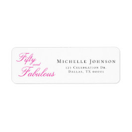 Fifty & Fabulous Pink 50th Birthday Party Invitati Returadress Etikett