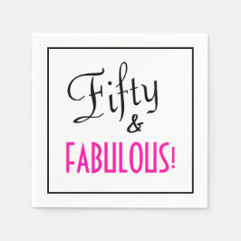 Fifty & FABULOUS! Retro Girly Pink Birthday Paper Pappersservett