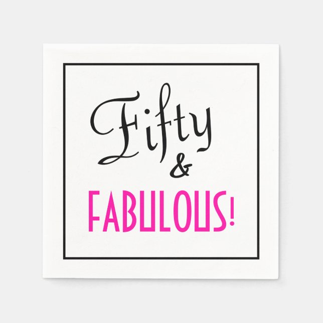 Fifty & FABULOUS! Retro Girly Pink Birthday Paper Pappersservett (Framsidan)