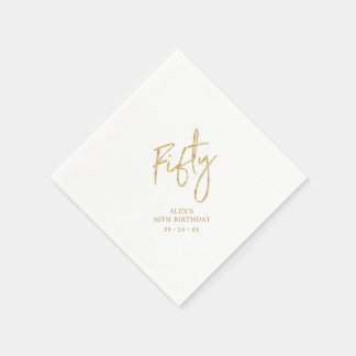 Fifty Gold Lettering 50th birthday Paper Plates Pappersservett