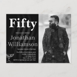 Fifty Modern 50th Birthday Party Photo For Him Vykort