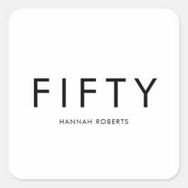 Fifty Name 50th Birthday Party Fyrkantigt Klistermärke