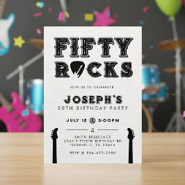 Fifty Rocks Gitarrplektrum 50-årsfest Inbjudningar