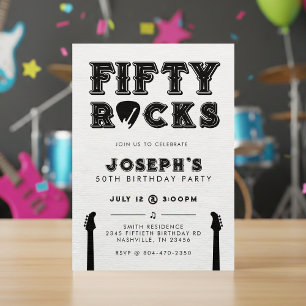 Fifty Rocks Gitarrplektrum 50-årsfest Inbjudningar