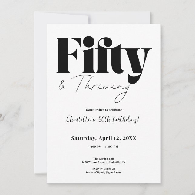 Fifty & Thriving 50th Birthday Invitation Inbjudningar (Framsida)