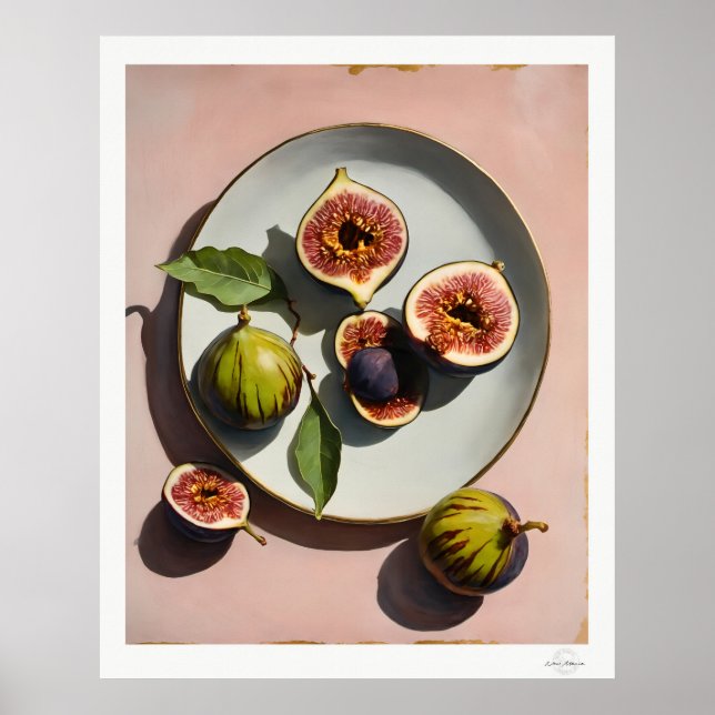 Fig Still Life on Plate Poster (Framsidan)