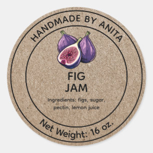 Fig Sylt Jelly Burk etikett Kraft Papprare Stil