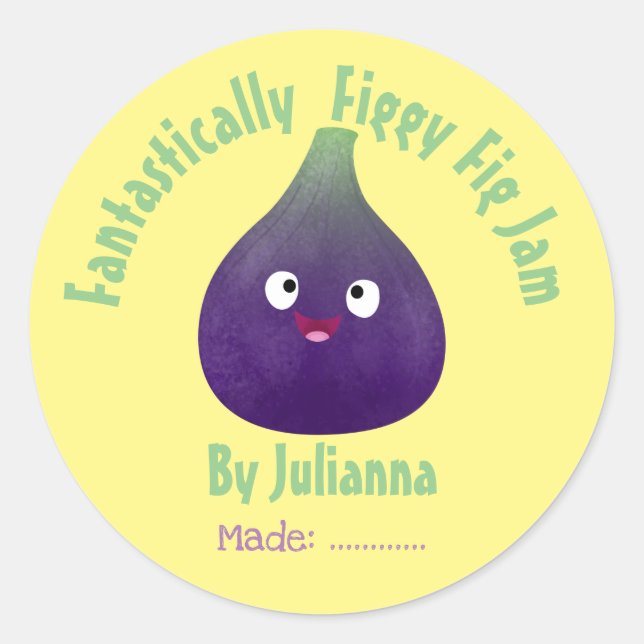 Fig sylt söt tecknad ger etikett (Framsida)