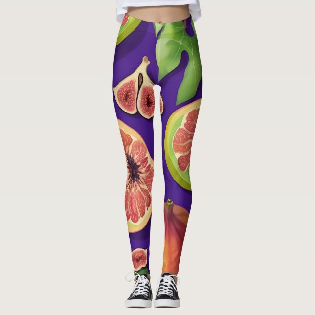 Fig Watercolor Colorful Personlig Mönster Leggings (Framsida)