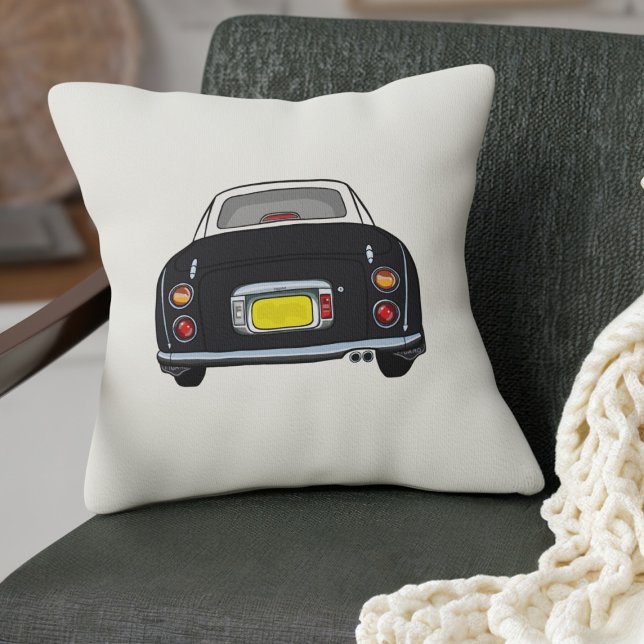Figarat Cute Black Figaro Car Cream Kudde (A cute black Figaro Car on a cream pillow that's perfect for your car or at home)