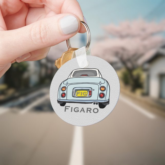 Figarat Cute Blek Aqua Figaro Car Monogram Nyckelring (Add your name and initials to this cute pale aqua figaro car keychain.)