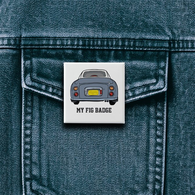 Figarat Cute Lapis Grått Figaro Car Namn Knapp (A fun figgy pin button badge to attach to you! Show off your love of lapis grey figaro cars)