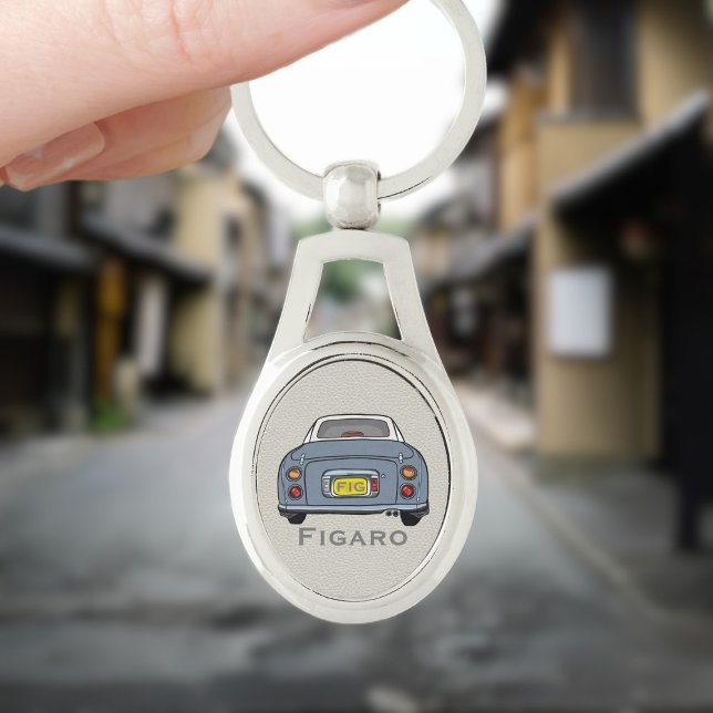 Figarat Cute Lapis Grått Figaro Car Silver Oval Ovalt Silverfärgad Nyckelring (For your figaro car keys. Just add your name and initials)