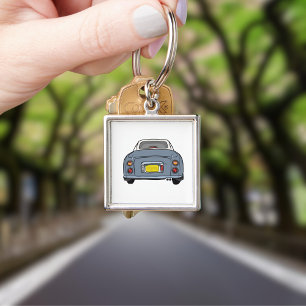 Figarat Cute Lapis Grått Figaro Car Square Fyrkantig Silverfärgad Nyckelring