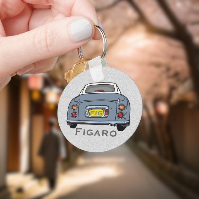 Figarat Cute Lapis Grått Figaro Keychain Nyckelring (Add your name and initials to this cute lapis grey figaro car keychain.)