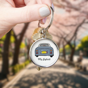 Figarat Cute Lapis Grått Figaro Keychain Rund Silverfärgad Nyckelring