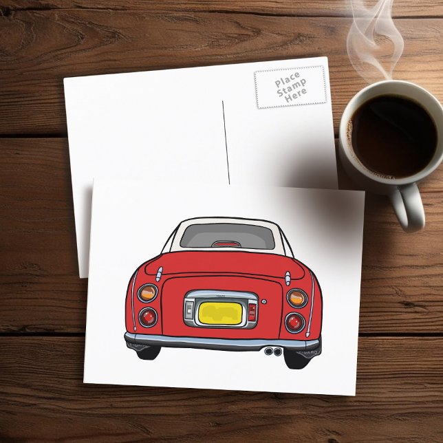 Figarat Cute Red Figaro Motor Car Postcard Vykort (A fun red figgy postcard to send to your car (or your friends))