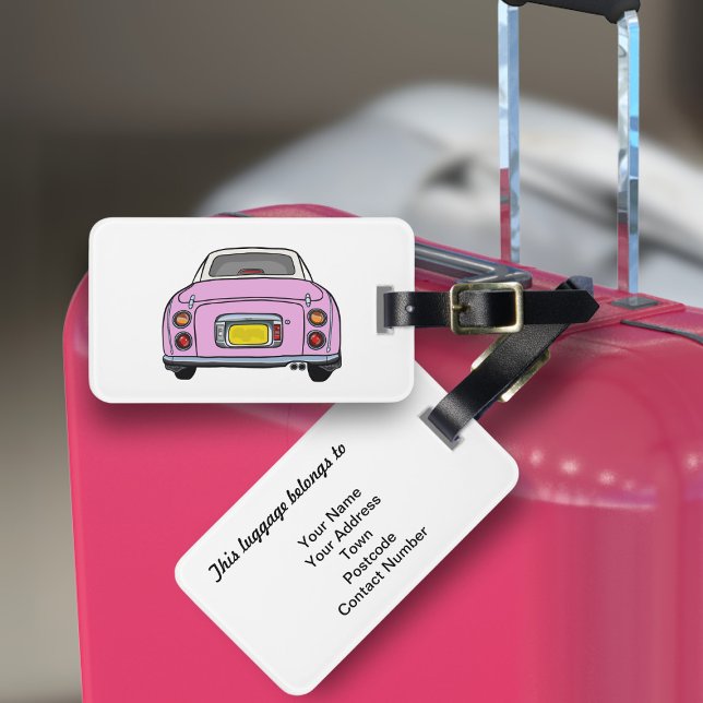 Figarat Cute Rosa Figaro Car Luggage Tag Bagagebricka (Fun pink figgy luggage tag for your road trip adventures. Just add your address details)