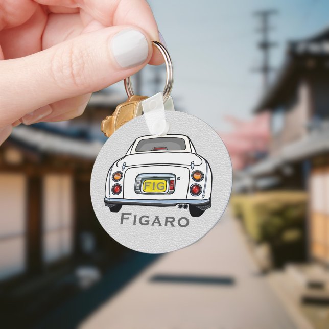 Figarat Cute White Figaro Car Driver Namn Nyckelring (Add your name and initials to this cute white figaro car keychain.)