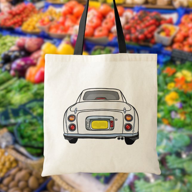 Figarat Cute White Figaro Car Tote Bag Tygkasse (Fun tote bag for the white figaro owner. Perfect for all those car goodies)